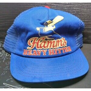 Vintage Hamm’s Beer Heavy Hitter Cap Trucker Hat Mesh Snapback 70's 80's